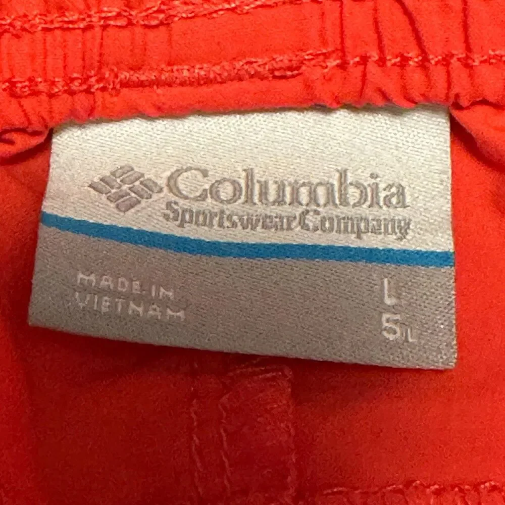 Columbia PFG Shorts Mens L Red Orange Nylon Drawstring Swim Outdoor‎ Hike